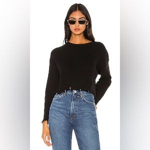Black distressed sweater scoop neck